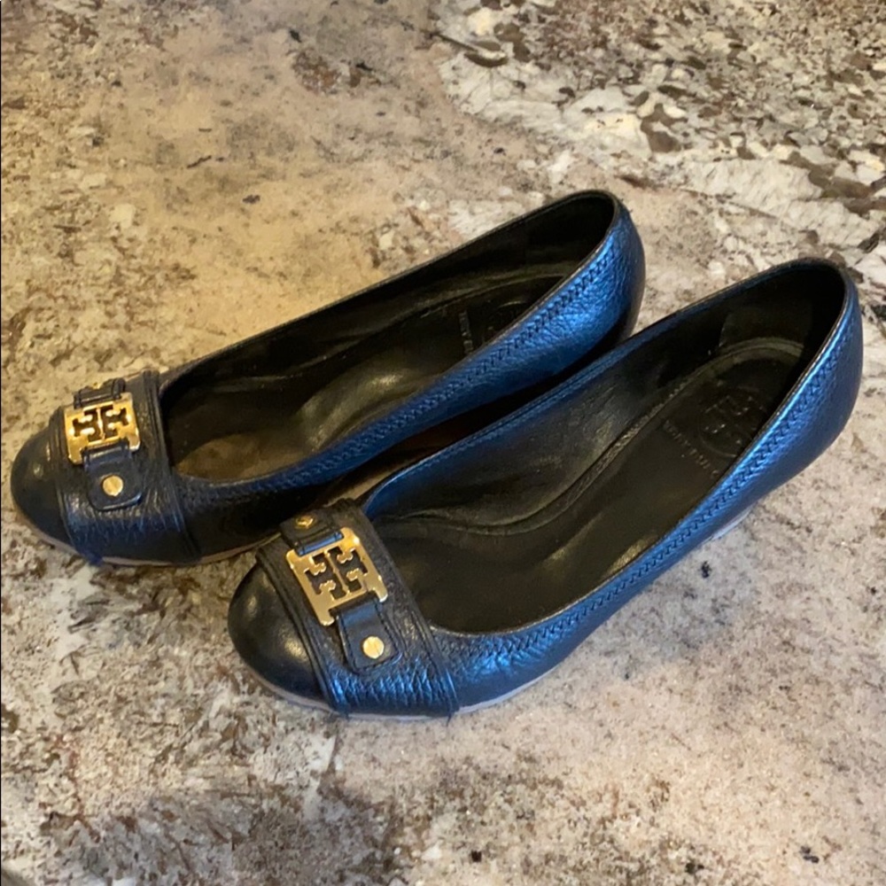 Tory Burch Pebbled Leather Wedges